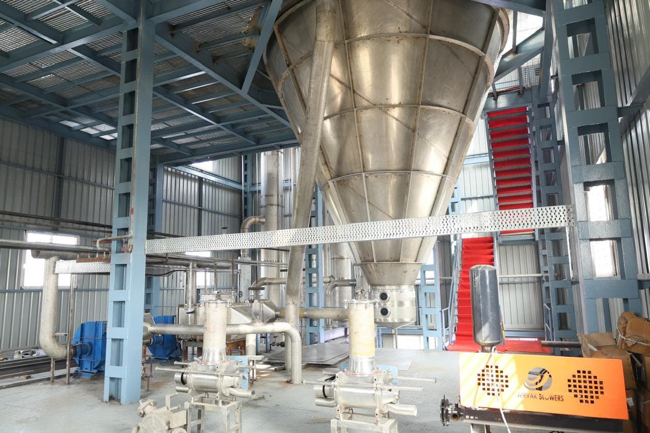 Inside the spray drying tower